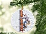 To The Top Climbing Lineman Porcelain Tree Ornament Gift